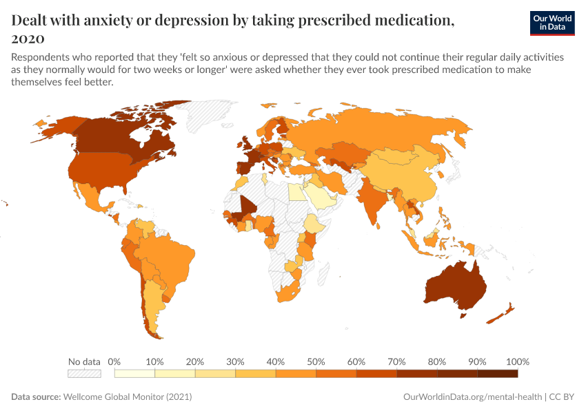 A thumbnail of the "Dealt with anxiety or depression by taking prescribed medication" chart