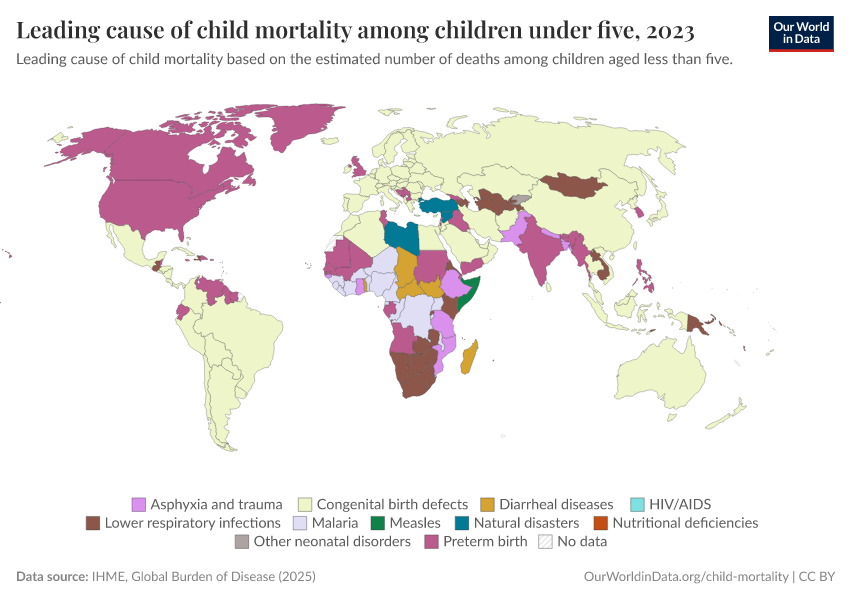 A thumbnail of the "Leading cause of child mortality among children under five" chart